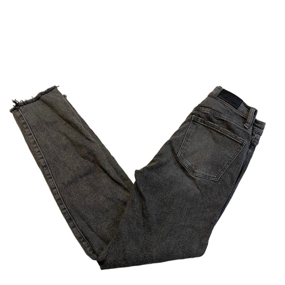 Pistola Cara Misguided High Rise Raw Hem Skinny Jeans Dark Gray Womens 26